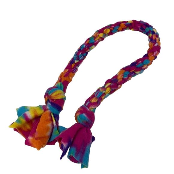 Upcycled Handmade Rainbow Tie Dye Super Strong Fleece Tug of War Dog Chew Toy - Picture 1 of 3